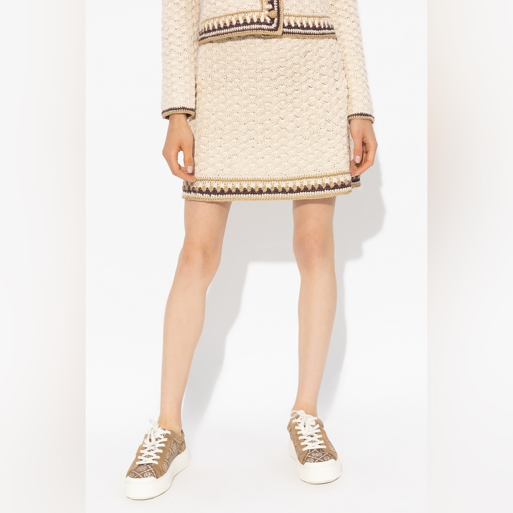 NWT $698 Tory Burch Crochet Cotton-blend Miniskirt In White